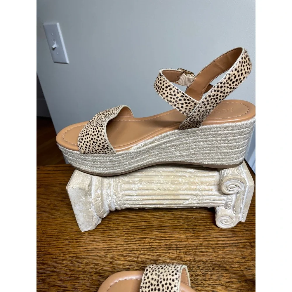 J.Crew Coastal Cowgirl Cheetah Calf Espadrilles Platform Sandals Sz 10 Boho Chic
